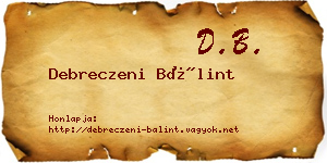 Debreczeni Bálint névjegykártya