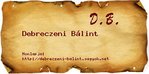 Debreczeni Bálint névjegykártya